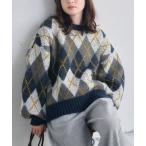 ニット セーター アーガイルニット レディース