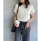 ショッピングフレッドペリー tシャツ 「WEB先行予約」「FRED PERRY/フレッドペリー」 別注 ランダムリブ ワンポイントロゴ刺繍 リンガーTシャツ レディース