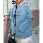 tシャツ レイヤードしてる風ダメージロンT レディース