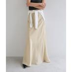ショッピングリネン スカート リネンブレンドロングナロースカート