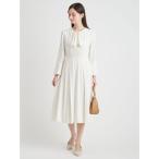 ショッピングミモレ丈 ワンピース ピコ刺繍ボウタイワンピース