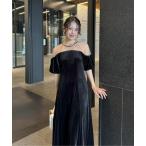 ドレス Velour souffle sleeve dress