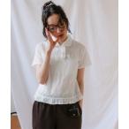 ショッピングシュシュ ブラウス シャツ シュシュ付き丸襟ブラウス レディース