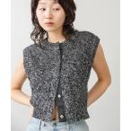 ベスト ジレ MIX編みラインニットトップス レディース