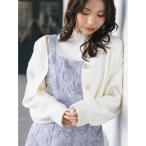 ショッピングカーデ カーディガン 金ボタンボリュームスリーブカーデ レディース