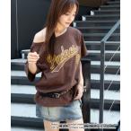 「MLB」 半袖Tシャツ FREE ブラウン レディース