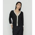 カーディガン 「 TALLサイズ 」 シルキー天竺ニット バイカラーカーディガン レディース