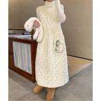 ショッピングワンピ ジャンパースカート ハイネックロンT＆花柄キルティングワンピ＆ポーチ スリーピース