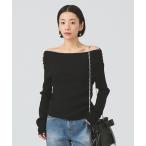 ニット セーター リブ オフショルダー ニット「手洗い可」 レディース