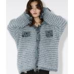 カーディガン tweed knit fr