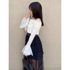 tシャツ シアーベロアオフショルトップス レディース