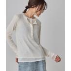 tシャツ ヘンリーネック レイヤードシアートップス レディース