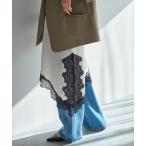 ショッピングミモレ丈 ワンピース レースサテンキャミワンピース