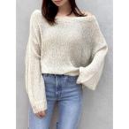 ショッピングスパンコール ニット セーター バックリボンスパンコールモヘアタッチニット レディース