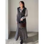 ワンピース フラップボタンツィードジャンパースカート