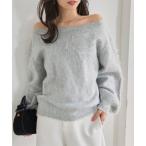 ニット セーター オフショルダーシャギーニットトップス レディース