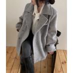 ショッピングピーコート ピーコート pコート ダブルブレストメルトンコート レディース