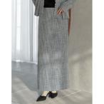 スカート 「低身長サイズ有」モノトーンツイードナロースカート