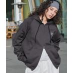 ショッピングアンブロ パーカー UMBRO/アンブロ 別注 ワンポイントロゴ刺繍 ドロスト オーバーサイズ ラグランスリーブ ダブルジップ パーカー メンズ レディース