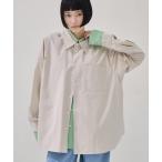 ショッピング綿100 ブラウス シャツ 「CLANE/クラネ」TWO TONE LAYERED SHIRTS/ツートーンレイヤードシャツ レディース