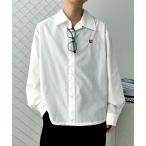 シャツ 「ユニセックス」春新作/ショート丈ワンポイント刺繍シャツ メンズ レディース
