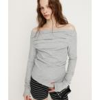tシャツ 「2026SS新作」OFF SHOULDER TUCK TOPS オフショルダー タック トップス 春服 レディース