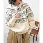ショッピングzippo ニット セーター ノルディック柄ハーフZIPPO レディース