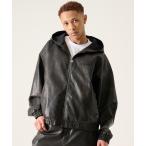 ショッピングレザー ブルゾン アウター FUBU フブ ブランド Faux Leather Hoodie / フェイクレザーパーカー PUレザー（セットアップ対応） メン