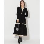 ワンピース ケーブル編みニットドッキングワンピース