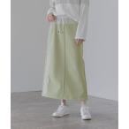 スカート サイドロゴ＆レース ボンディングタイトスカート