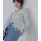 ショッピングレース tシャツ ヘムレースセンタースリットリブトップス レディース