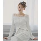 カーディガン 「SALON by Chico」フラワーレースオフショルリブデザインニット レディース