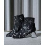 ブーツ レースチュールヒールブーツ(HARE) レディース
