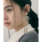 イヤリング 「tanakadaisuke/タナカダイスケ」crystal ribbon chain earings/クリスタルリボンチェーンイヤリング