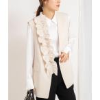 ショッピングジレ ベスト ジレ 「セットアップ対応」ウォッシャブルジョーゼットフリル付きマルチWAYジレ レディース