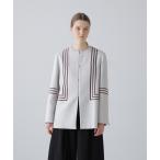 ジャケット ノーカラージャケット ボールドラインエンブロイダリージャケット レディース