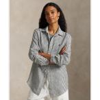 ブラウス シャツ クラシック フィット ストライプド リネン シャツ レディース