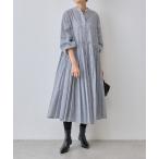 ショッピング古着 「BEARDSLEY」 7分袖ワンピース M ネイビー レディース