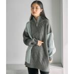 ショッピングセーター ニット セーター 7ゲージ配色ZIPチュニック　638087 レディース