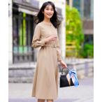 ショッピングミモレ丈 ワンピース シャンブレーベルテッド ワンピース