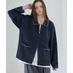 セーター ニット ルーズシルエットラメステッチダブルジップニット メンズ レディース