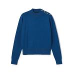 ショッピングゴールド ニット セーター コットンカシミヤ モックネックゴールドボタンプルオーバー レディース