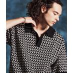 ポロシャツ mhs2495-総柄ジャガードスキッパーニットポロ(JIH-H262001) メンズ