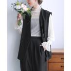 ショッピングノースリーブ ベスト ジレ ノーカラーベスト レディース