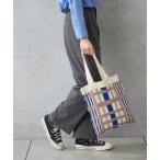 ショッピングトートバッグ トートバッグ ニットパターンワイドチェックバッグ レディース