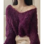 ニット セーター オフショルシャギーニット レディース