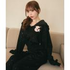 パーカー ファーロゴラメスウェットパーカー レディース