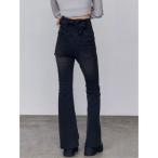 ショッピングウエスト ジーンズ デニム デニムパンツ バックリボンフレアハイウエストパギンス レディース