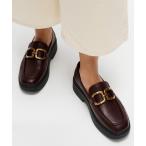 ローファー F-LUMA SQUARE-CHAIN LEATHER DEMI-WEDGE LOAFERS / F-LUMA スクエアチェーン レザーデ