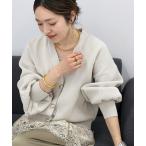 カーディガン ゴールドボタン畦編みVネックカーディガン レディース